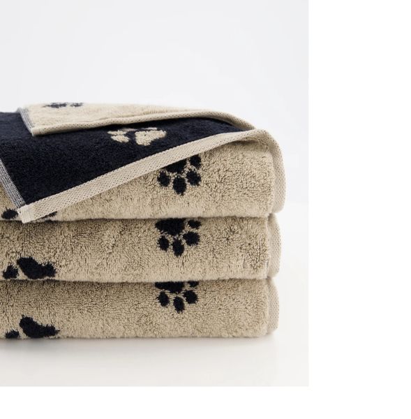 Paws, We love dogs h&aring;ndkle med hundepote m&oslash;nster, sort