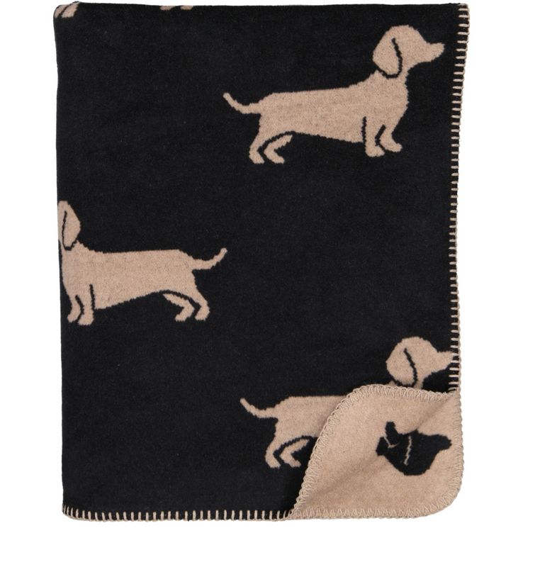 Pledd med hundemotiv, We love dogs pledd fra Cawø, sort